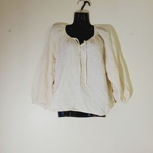 Universal Thread Cream Tie-Neck Peasant Blouse